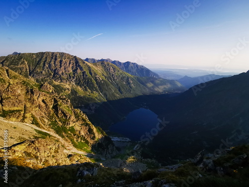 Morskie Oko has a view. Morning above the sea's eye. Holidays in the Tatra Mountains Zakopane.