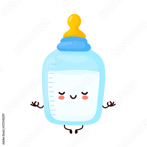 Cute baby bottle with nipple pacifier meditate