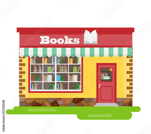 Fototapeta Naklejka Na Ścianę i Meble -  Bookshop, bookstore facade. Vector illustration.