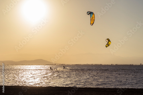 kite surfing on the sea
