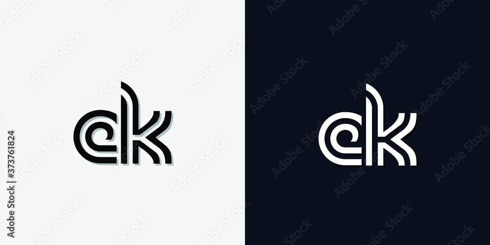 Modern Abstract Initial letter EK logo. This icon incorporate with two abstract typeface in the creative way.It will be suitable for which company or brand name start those initial.
