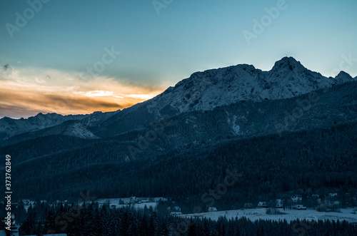 Morning in the frozen Giewont, Tatra mountains, Kościelisko, Poland