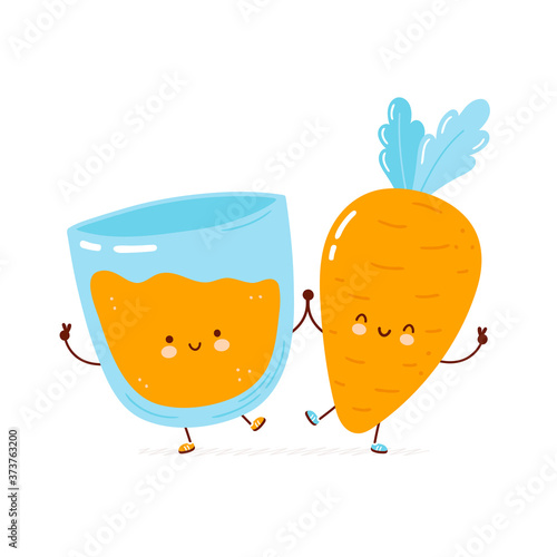 Cute happy carrot and juice glass.