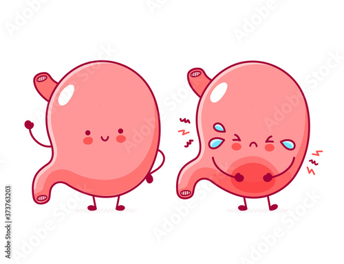 Cute happy and sad funny stomach organ