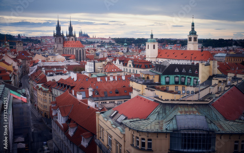 Cityscape of Prague from the Powder Tower.