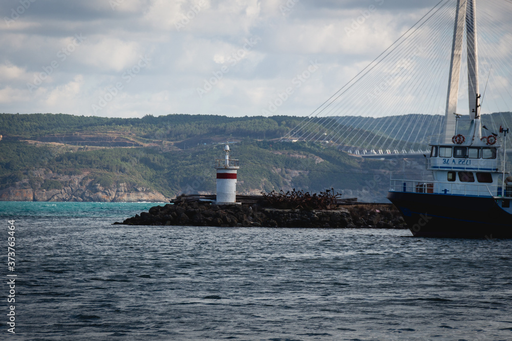 a small lighthouse in the water of the Bosporus