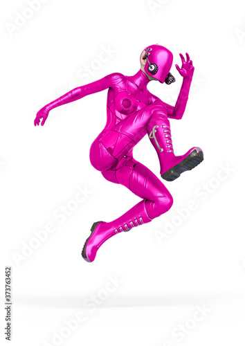 cyber soldier female jumping