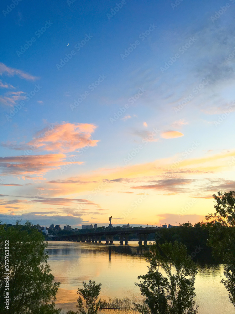 Fototapeta premium Dnipro river Motherland monument Kyiv