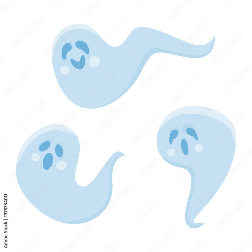 Cartoon cute halloween ghosts set. Vector illustration. Cartoon cute halloween ghosts set. Vector illustration.