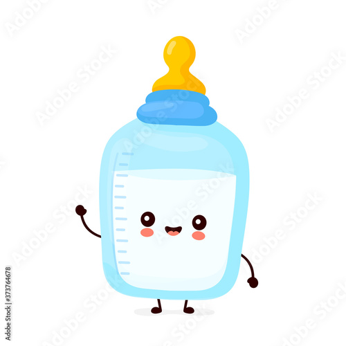 Cute happy baby bottle with nipple pacifier