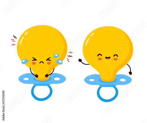 Cute happy and sad cry baby nipple character