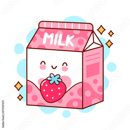 Cute happy funny flavored strawberry milk