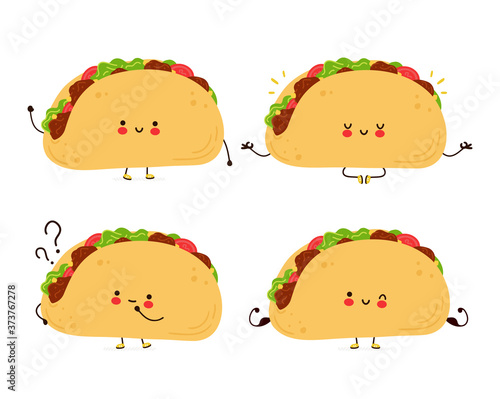 Cute happy funny taco set collection