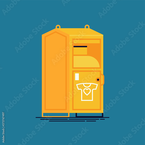 Cool vector flat design icon on clothing bin or clothes donation container