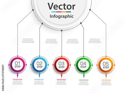 Business infographic template with 5 steps or options for diagram, workflow, timeline, web design 
