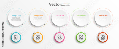 Business infographic template with 5 steps or options for diagram, workflow, timeline, web design 
