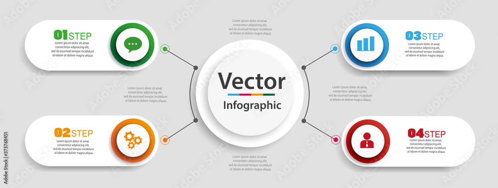 Infographic design template with options and 4 steps. For content, diagram, flowchart,steps, parts, timeline infographics, workflow layout, chart 