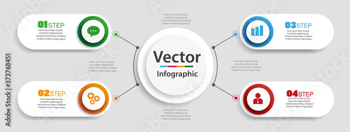 Infographic design template with options and 4 steps. For content, diagram, flowchart,steps, parts, timeline infographics, workflow layout, chart 