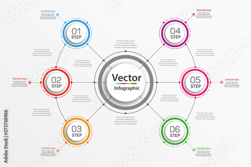  Business infographic template with 6 steps or options for diagram, workflow, timeline, web design 