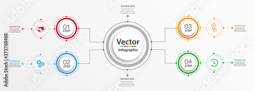 Infographic design template with options and 4 steps. For content, diagram, flowchart,steps, parts, timeline infographics, workflow layout, chart 