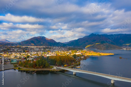 Japan. A road bridge leads ...