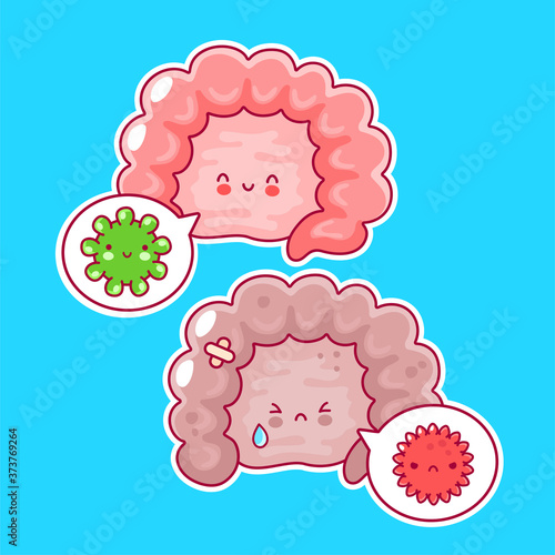 Cute funny human intestine organ and speech bubble