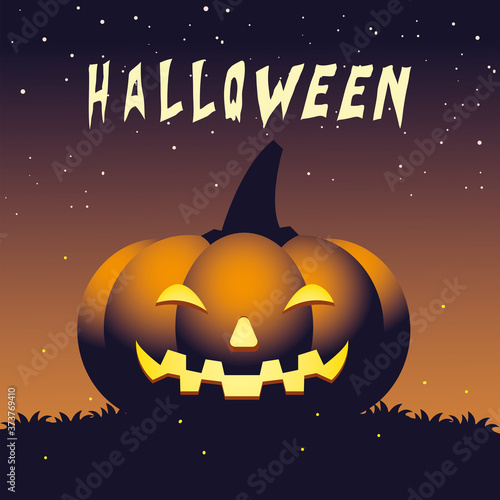 halloween night background with pumpkin