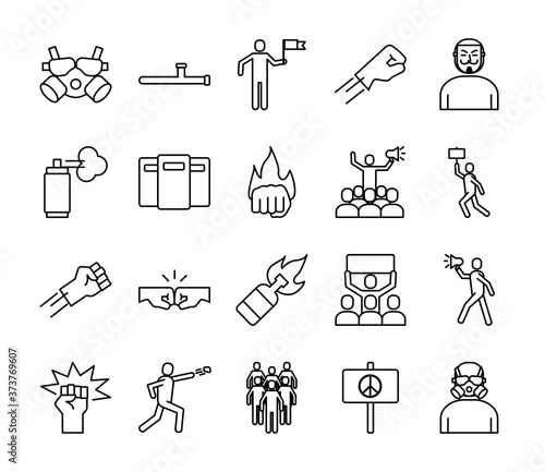 bundle of twenty protest set icons