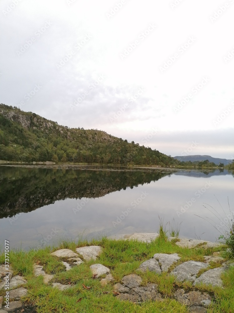 lake and mountains