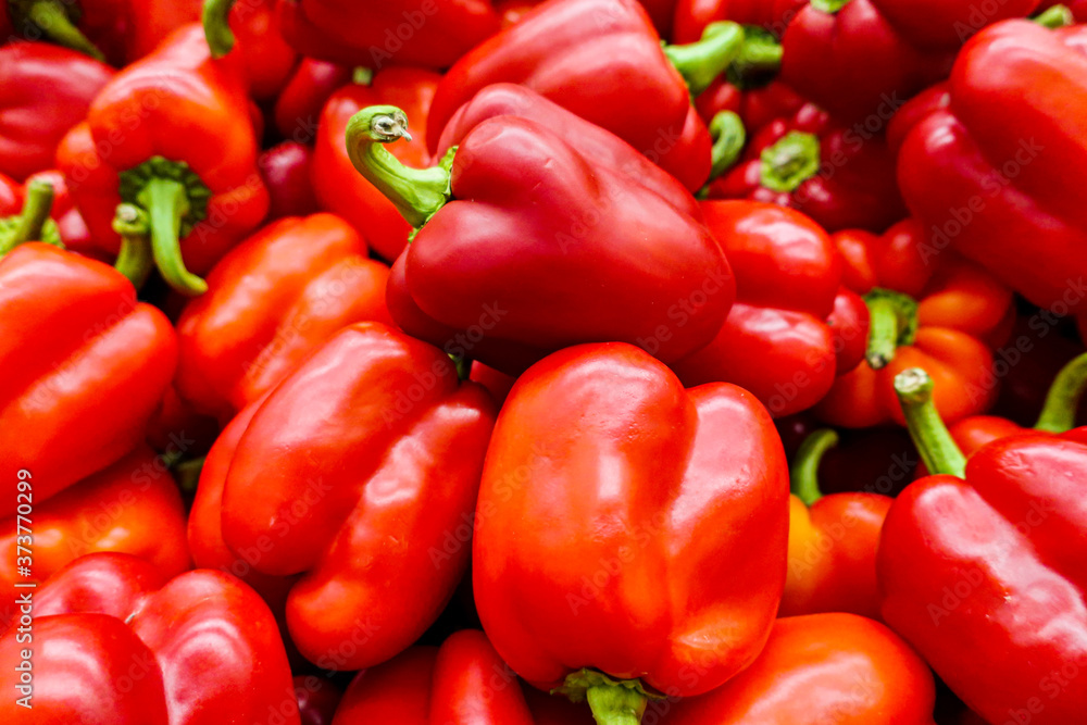 New crop of juicy red bell pepper. Fresh vegetables, healthy food New crop of juicy red bell pepper. Fresh vegetables, healthy food