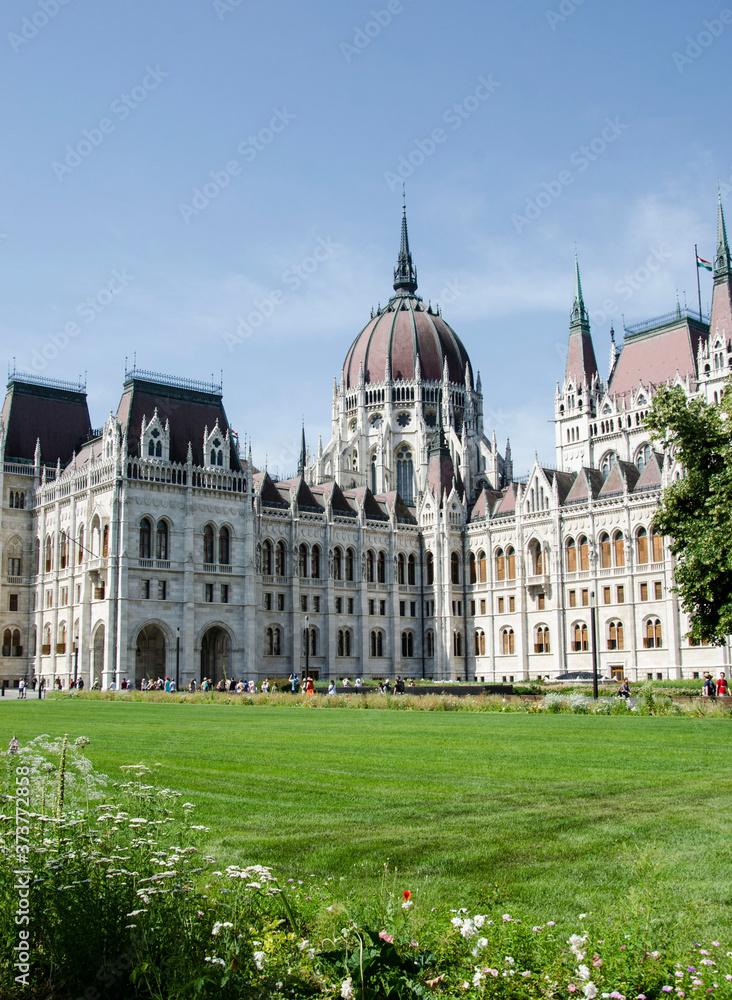 View of the Hungarian parliament building in Budapest