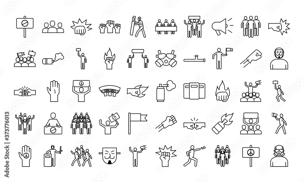 bundle of fifty protest set icons bundle of fifty protest set icons
