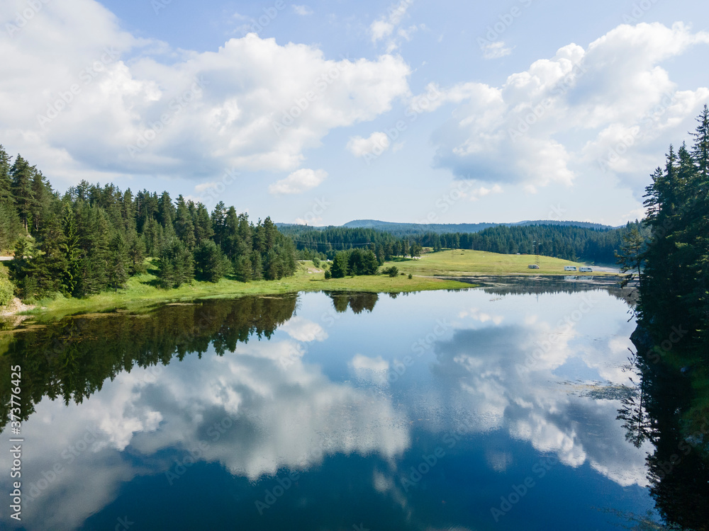 Obraz premium Aerial view of Beglika Reservoir, Bulgaria