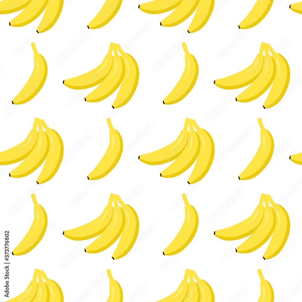 
Seamless pattern with bright and juicy banana on a white background. Print for bed linen and fabrics, wrapping paper and wallpaper.
 Stock vector illustration for decoration and design.