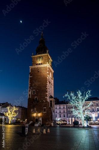 Night view of the marketplace of Cracow  Poland