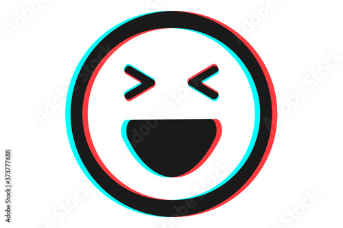 Smile or Emoji icon illustration in blue red and white colors
