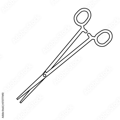 Surgical Instrument. Medical clamp scissors icon isolated on white background