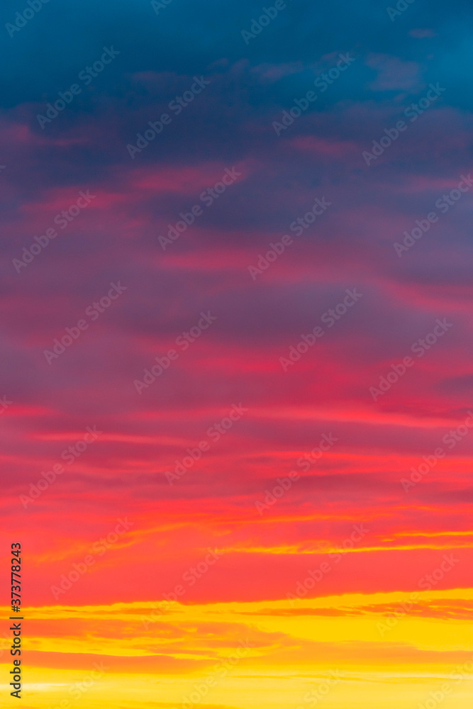 View of colorful sunset in the sky