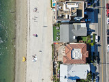 Aerial view of Mission Bay and Beaches with big wealthy villa in San Diego, California. USA. Californian beach-lifestyle.