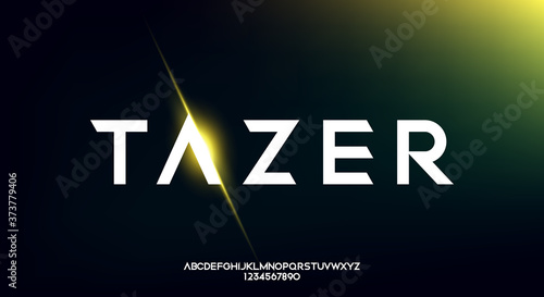Tazer, an Abstract technology futuristic alphabet font. digital space typography vector illustration design