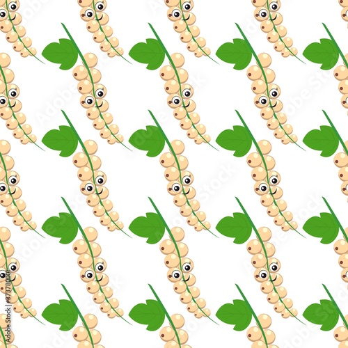 Seamless pattern with a light bunch of currants with cute eyes on a white background. Berry print print for bed linen and fabrics, wrapping paper and wallpaper.
Stock vector illustration