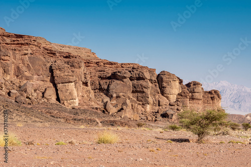 View of the Solomon Pillars in Timna Park near Eilat  Arava Valley. Israel. 