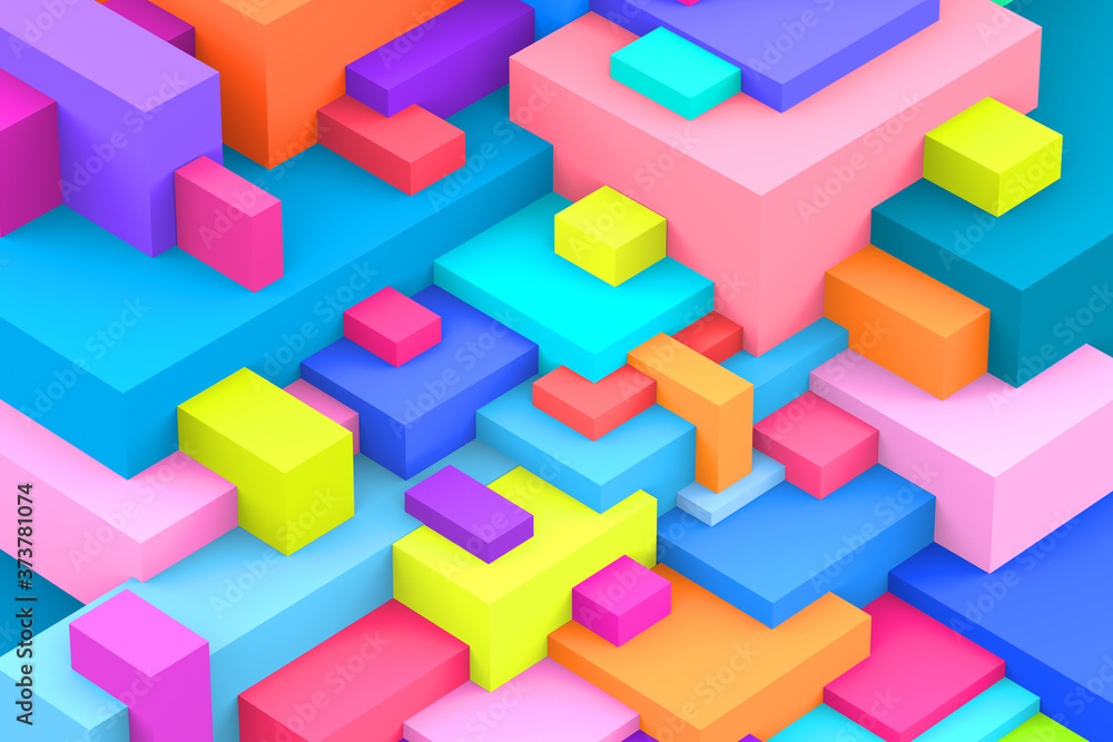 Abstract geometric cubic colorful background. isometric 3d render. Abstract geometric cubic colorful background. isometric 3d render.
