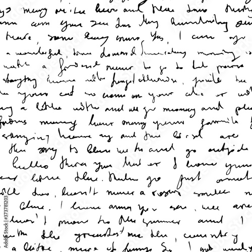 Seamless vector pattern imitating handwritten messy text, unreadable, illegible doodle cursive script background photo