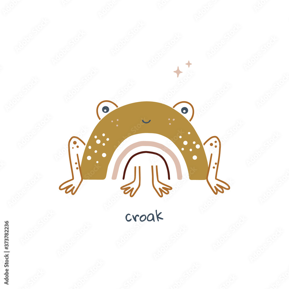 Stock Vector Graphics frog with body in see rainbow. Pastel colors. Baby shower illustration. Abstract print Modern graphic Stock Vector Graphics frog with body in see rainbow. Pastel colors. Baby shower illustration. Abstract print Modern graphic