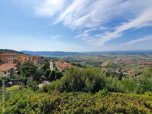 Magnificent Tuscan landscape from Cortona  Arezzo  Italy.