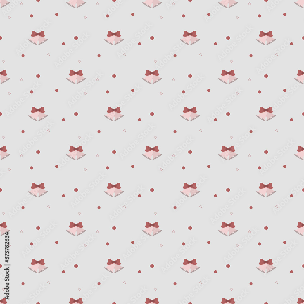 Vector Christmas bell seamless pattern, golden xmas symbol. Cartoon object for celebration, shining metal with red ribbon knot, bow. Vector Christmas bell seamless pattern, golden xmas symbol. Cartoon object for celebration, shining metal with red ribbon knot, bow.