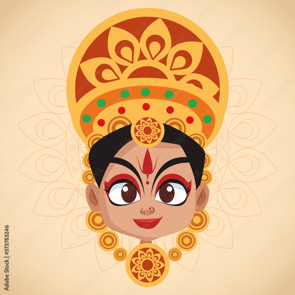 happy navratri celebration card with beautifull goddess