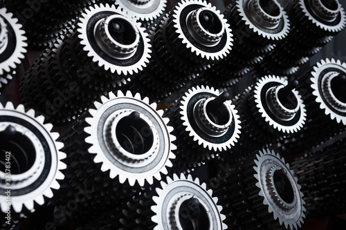 beautiful large metal gears on a dark background