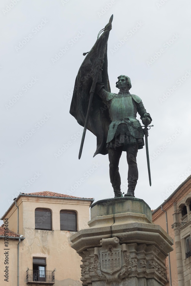 Statue of Juan Bravo in the plaza of Segovia in Spain
